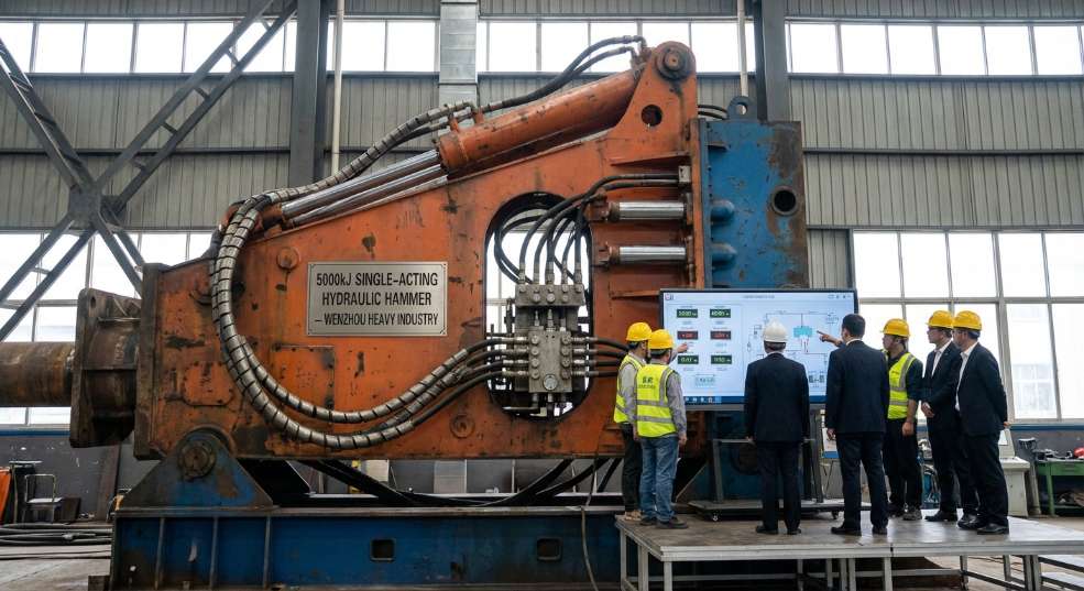 苏子孟会长应邀出席5000kJ单作用液压打桩锤下线仪式