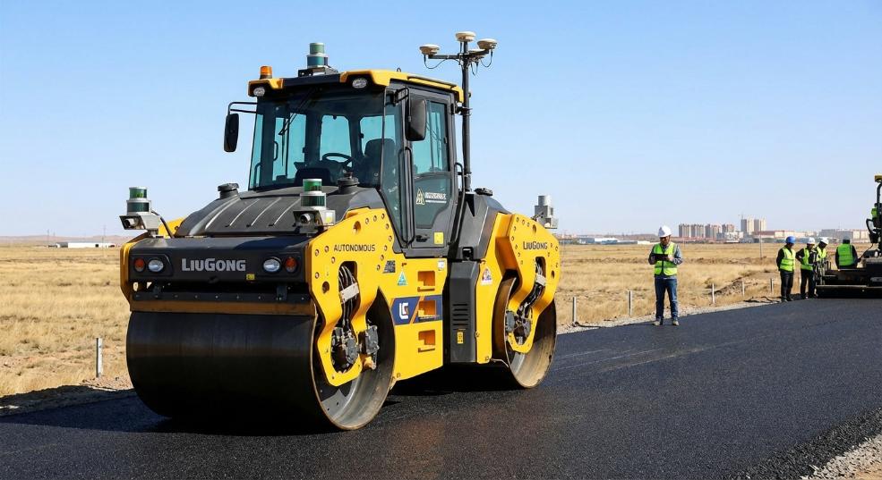 柳工无人驾驶压路机助力包银高铁高品质建设