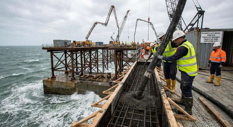 国内最大跨度跨海桥梁首个海上承台顺利浇筑完成