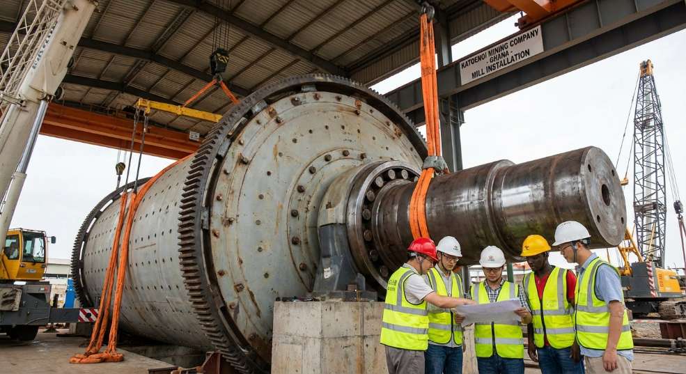 “中国造”最大球磨机在加纳共和国顺利进行吊装 “中国造”最大球磨机在加纳共和国顺利进行吊装