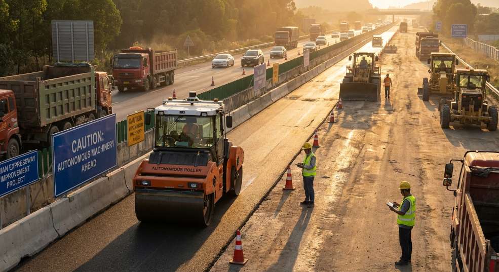 无人驾驶智能压路机亮相福建高速路面提升改造工程 无人驾驶智能压路机亮相福建高速路面提升改造工程