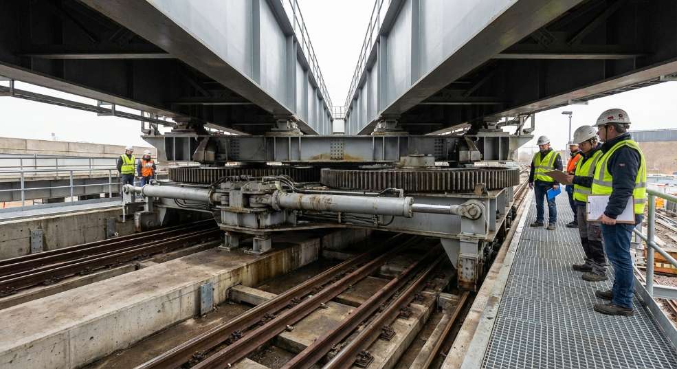 国内最大纵坡双幅转体桥梁成功转体！