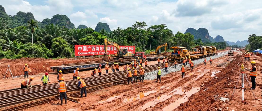 我国首条直通中越边境高铁正式进入全线铺轨阶段！