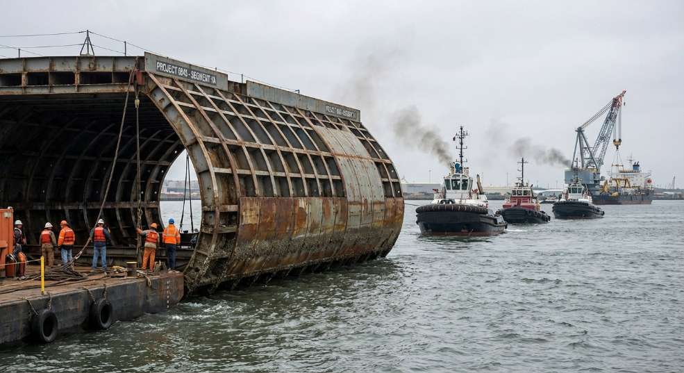 海底长城！深中通道海底隧道最后沉管开始浮运