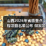 山西2026年省级重点工程项目名单公布 煤炭项目22个